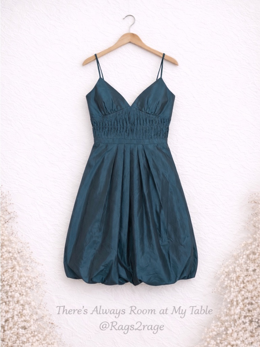 BCBG Paris Teal Balloon Hem Cocktail Dress Size 6 - Picture 3 of 10
